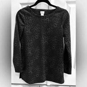 Chico's Animal Print Knit Tunic Top Women's 00 = Small Black & Gray New wo tags